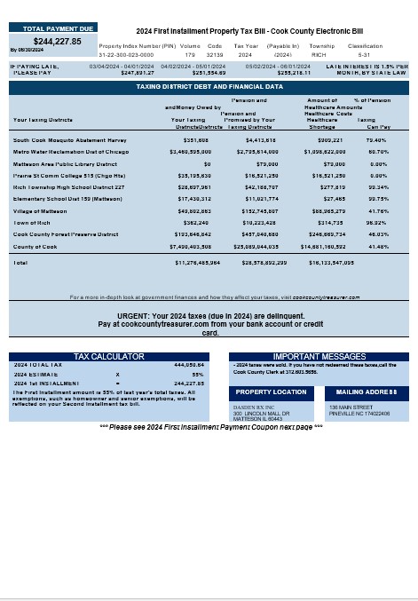 USA Cook Country Electronic Bill business utility bill download Word and PDF example PSD template